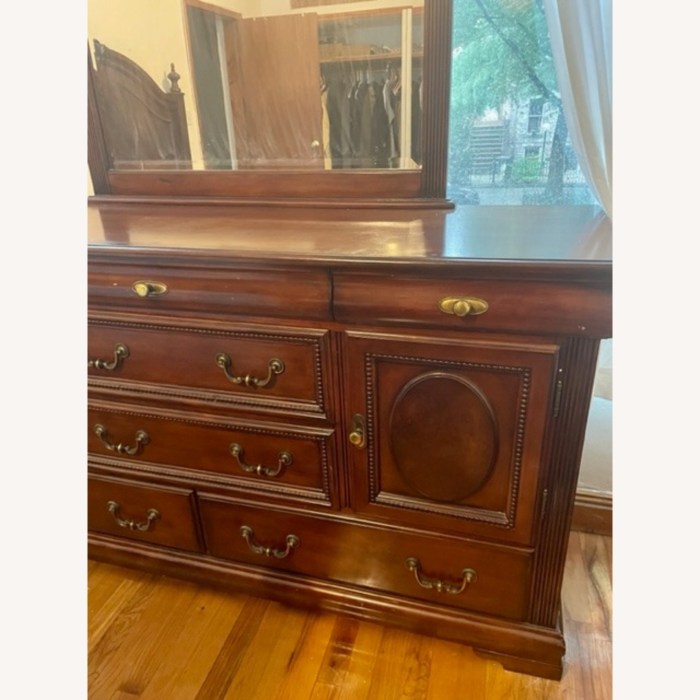 Cherry Wood Vintage Dresser with Mirror - AptDeco Vintage wood dresser furniture with mirror