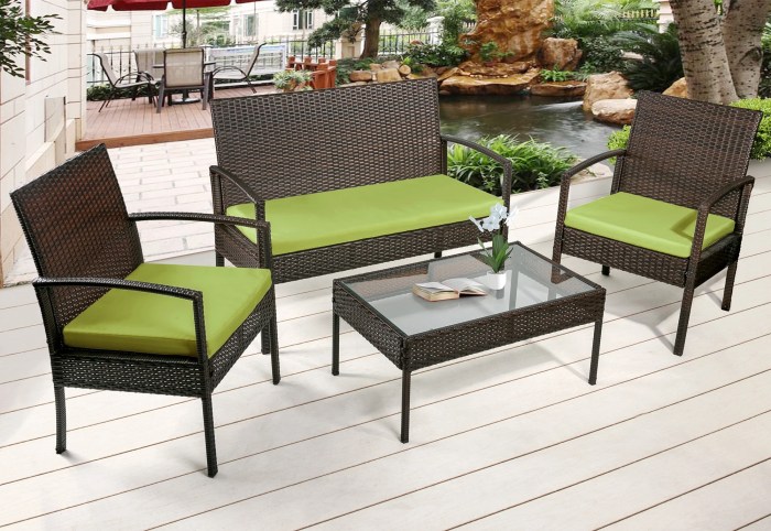 Merax 4-Piece Outdoor Rattan Furniture Set Patio Wicker Cushioned Set ... Merax 4-Piece Outdoor Rattan Furniture Set Patio Wicker Cushioned Set ...