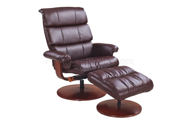 Calgary Whiskey Bonded Leather Modern Recliner Chair w/Ottoman Calgary Whiskey Bonded Leather Modern Recliner Chair w/Ottoman
