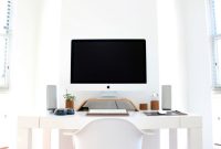 Modern Minimalist Home Office Writing Desk in Walnut Wood and Brushed ... Minimalist writing desk furniture for small home offices