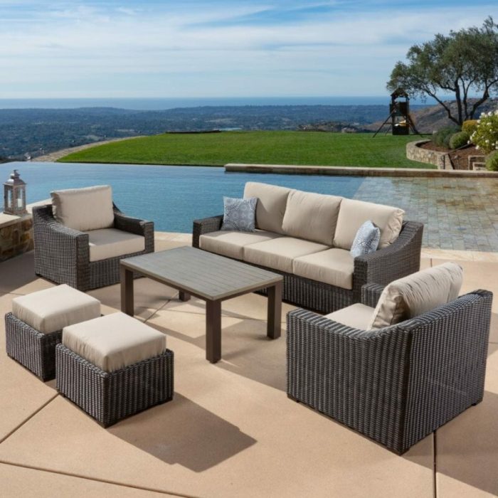 All-weather wicker furniture set for backyards