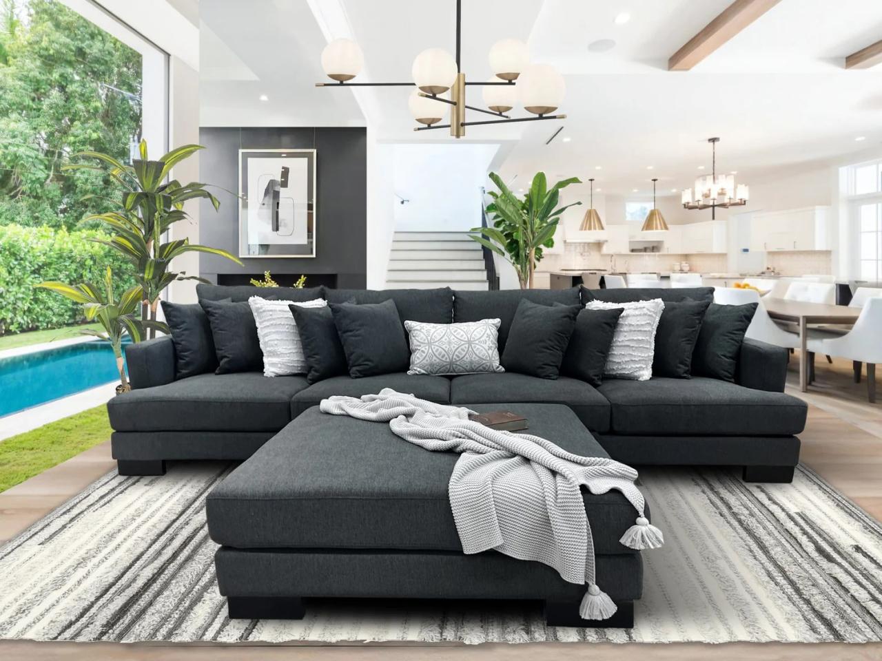 Ashley Furniture - Lindyn - Fog - Left Arm Facing Corner Chaise 2 Pc ... Corner sectional furniture with chaise lounge